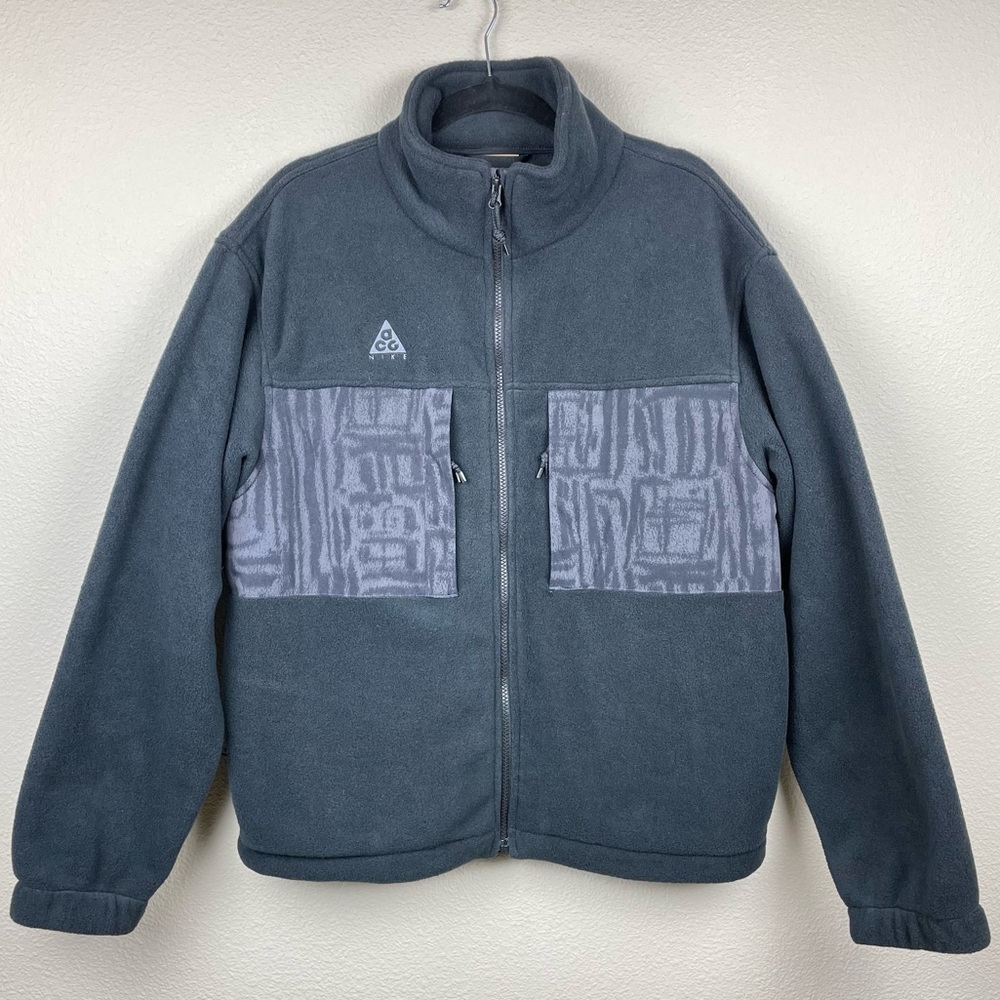 NIKE ACG Men's Small Microfleece Jacket Black Full Zip Turtleneck Athleisure Str - Picture 2 of 16